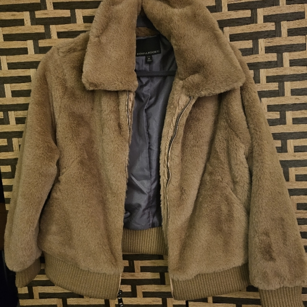 Banana Republic Tan Faux Fur Jacket